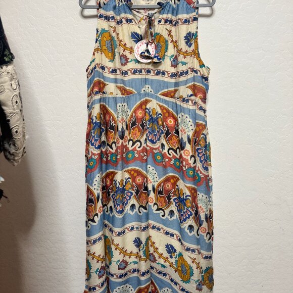 Umgee Womens  Floral Sleevless Dress Midi NEW - Picture 2 of 4